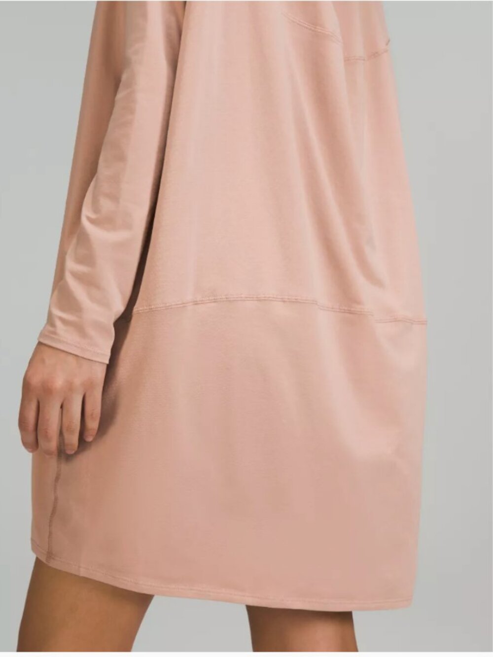 Lululemon oversized Back in Action Long Sleeve Dress, nude, sz 4 New but no tag - Picture 2 of 8